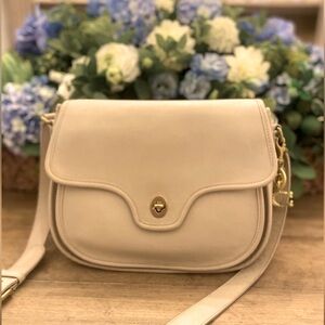 Like New ( never carried) Coach Vintage Lenox bag 9918 BONE + “C” Bag Charm